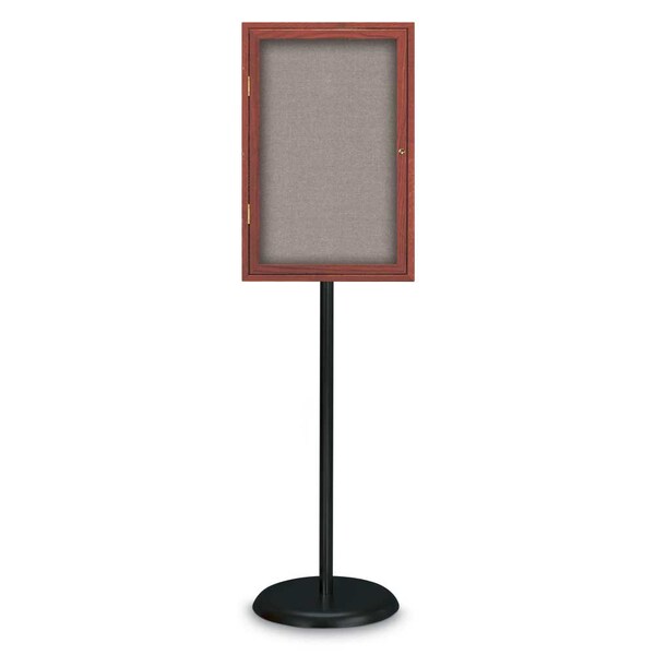 Corkboard, Double Door, Radius Frame, 60x36", Bronze/Burgundy
